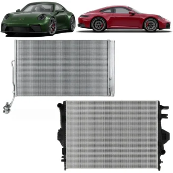 Coolant Radiator & A/C Condenser Cooling Kit Fit For Porsche Cayenne 2011-2018 3.0L 3.6L 4.8L
